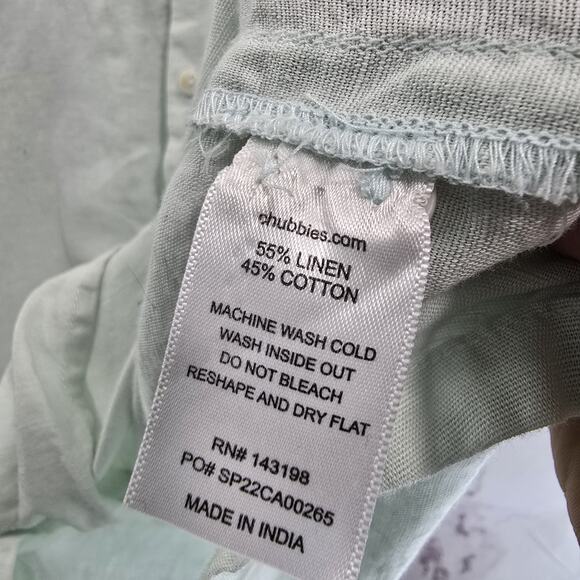 Chubbies Shirt Mens Small Blue Linen Short Sleeve Dad Fit Button Loop Collar - Picture 10 of 14